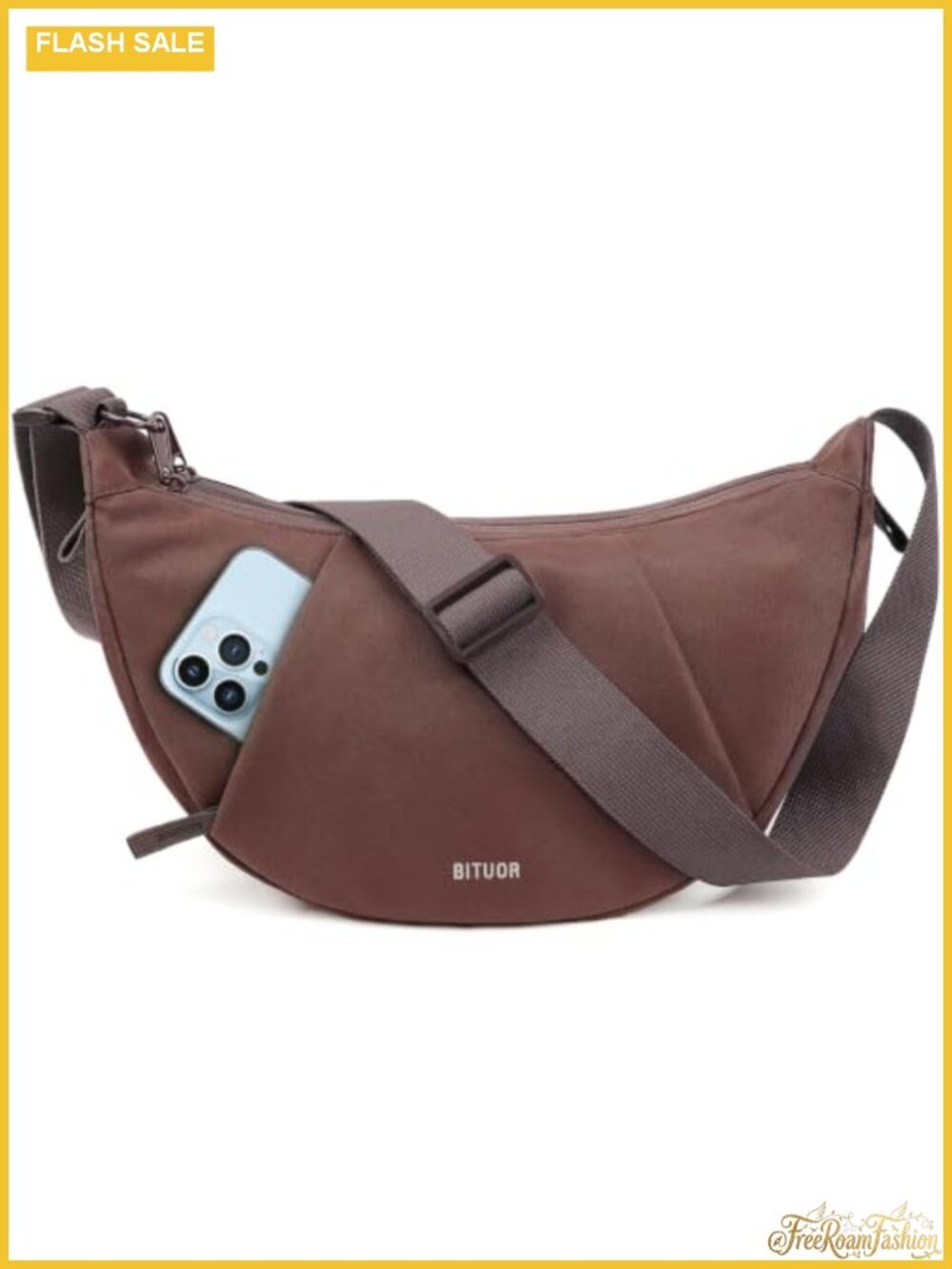Women's Anti-theft Crossbody Bag Crescent Shoulder Purse Nylon